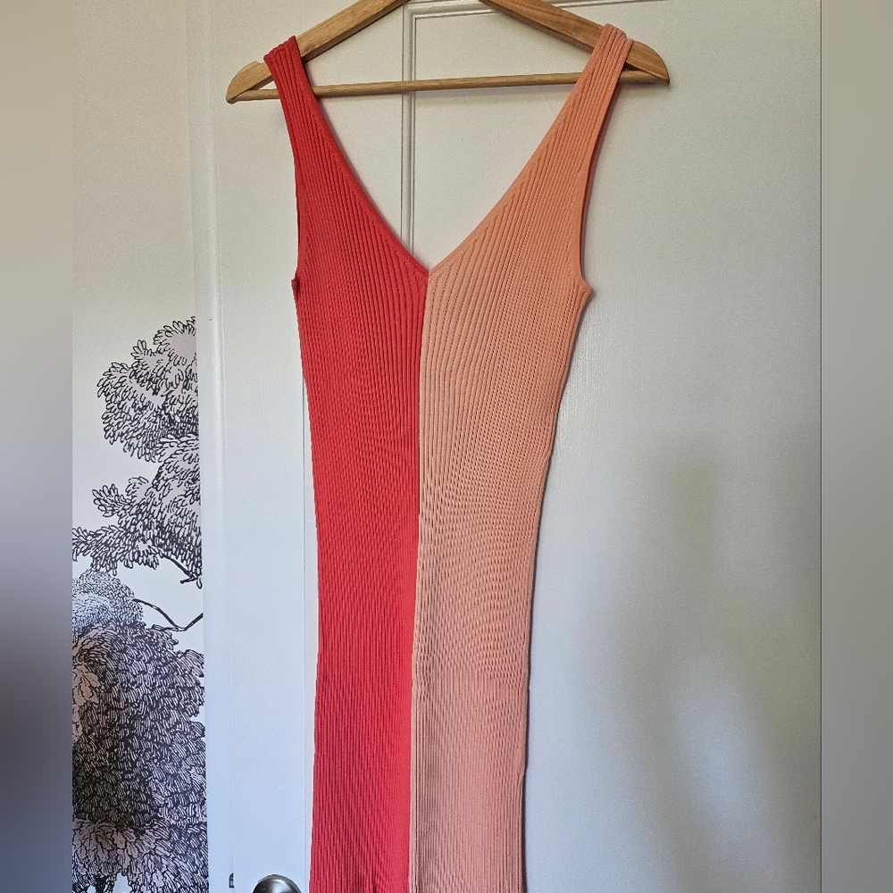 Staud Two Tone Knit Midi Dress